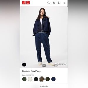 Uniqlo Easy cord drawstring pants brown unisex size M